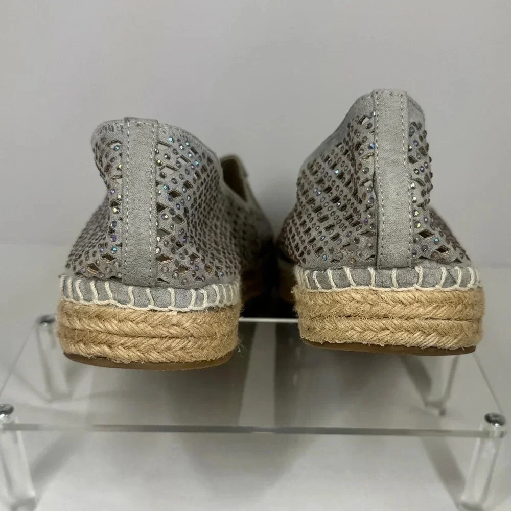 Steve Madden Gray Crystal Espadrille Flats
